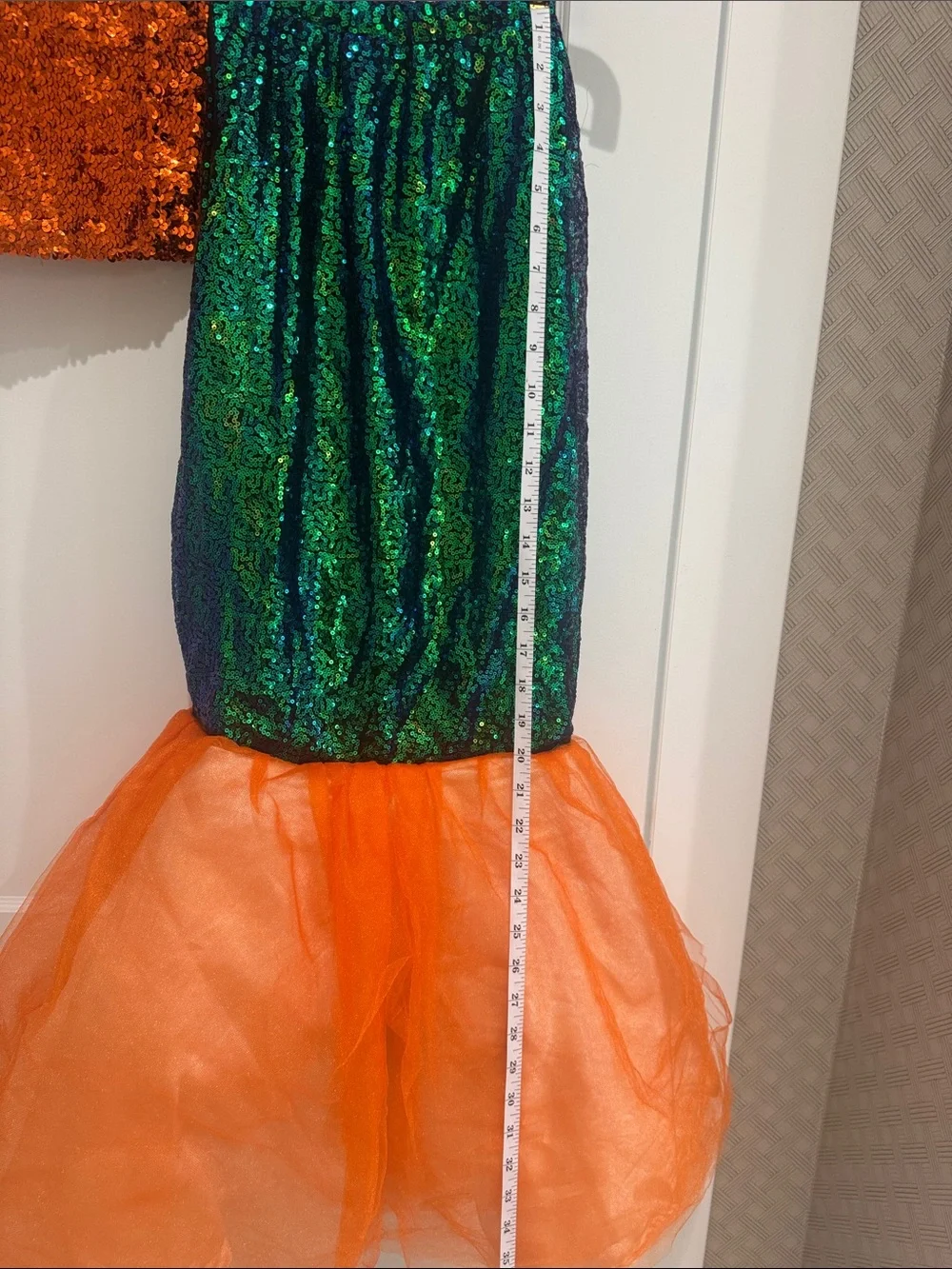 Sequin Mermaid Costume Set - Green and Orange kids large